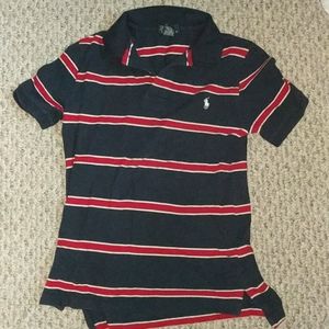 Polo boys red & blue striped shirt